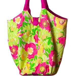 Hand Crafted Artisan Bucket Bag Tote, Vibrant Floral Design, Lined, Boho, NEW OS